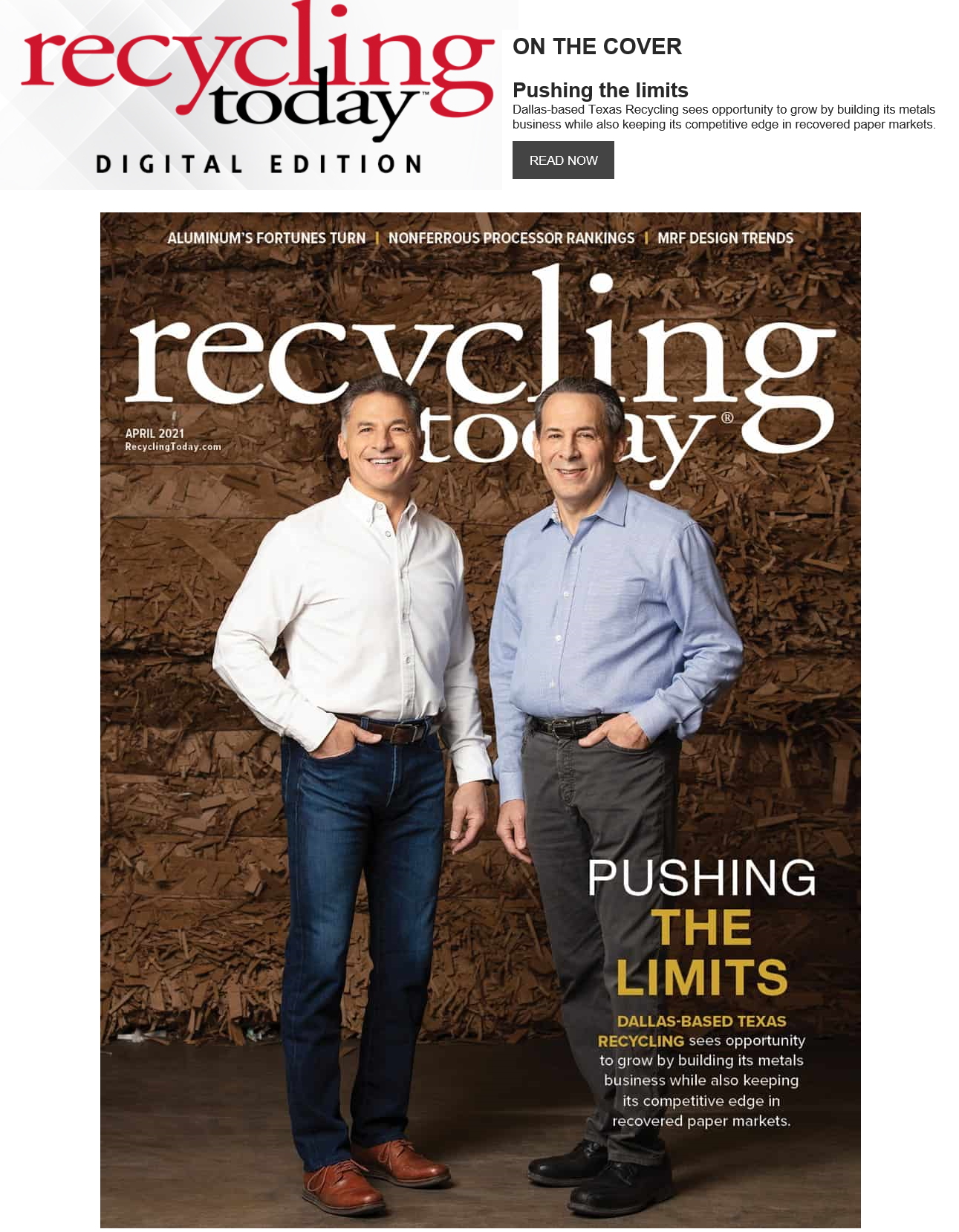 Recycling Today cover story 2021