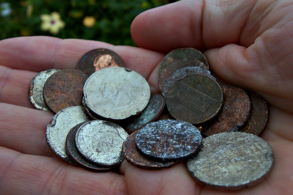 scrap metal discards recycled coins