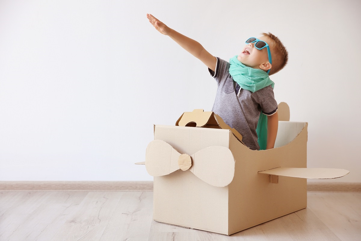 recycled cardboard boxes kids play