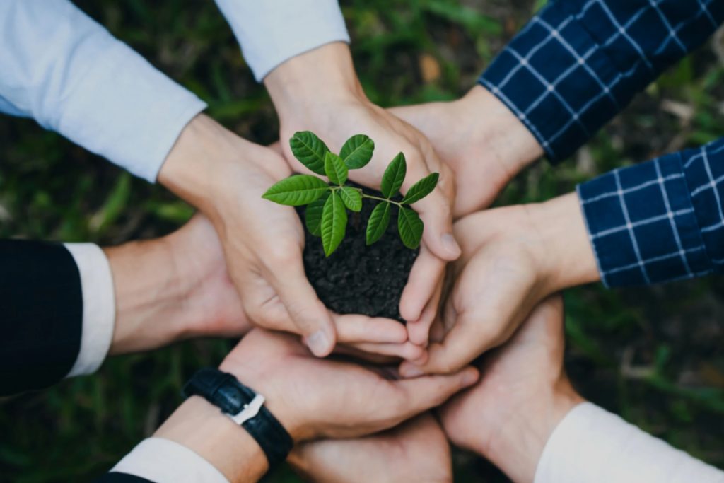 natural or organic businesspeople and community together