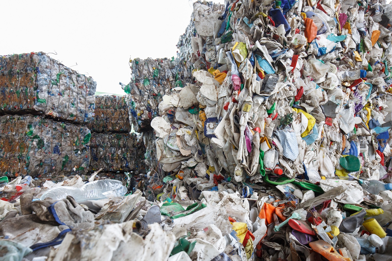commercial waste recycling bales sorted plastic waste