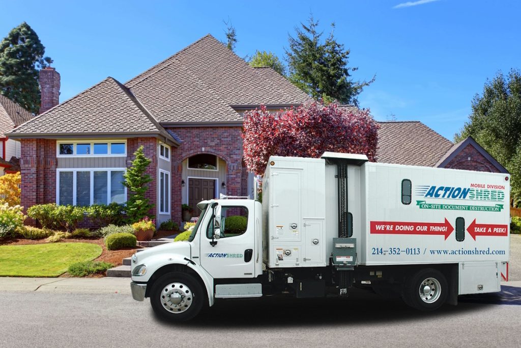reduce waste workplace shredding truck at a house