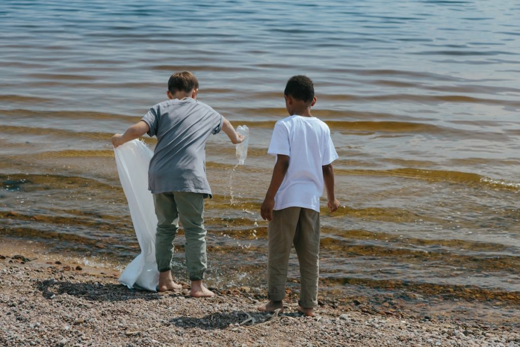 recyclables in ocean children cleanup